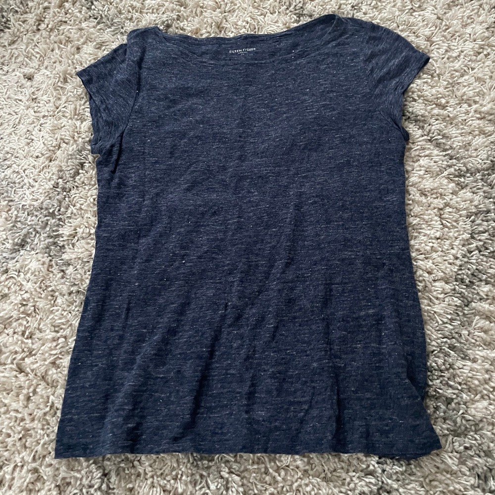 Eileen Fisher Charcoal Heathered Knit Tee Size XS